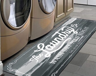 Farmhouse Laundry Room Runner | Waterproof Non-Slip Mat, Washable Kitchen Floor Mat