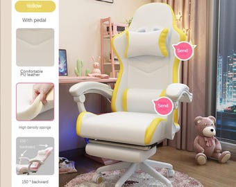 Ergonomic Gaming Chair with Footrest | Comfortable PU Leather, Reclining, Swivel Seating