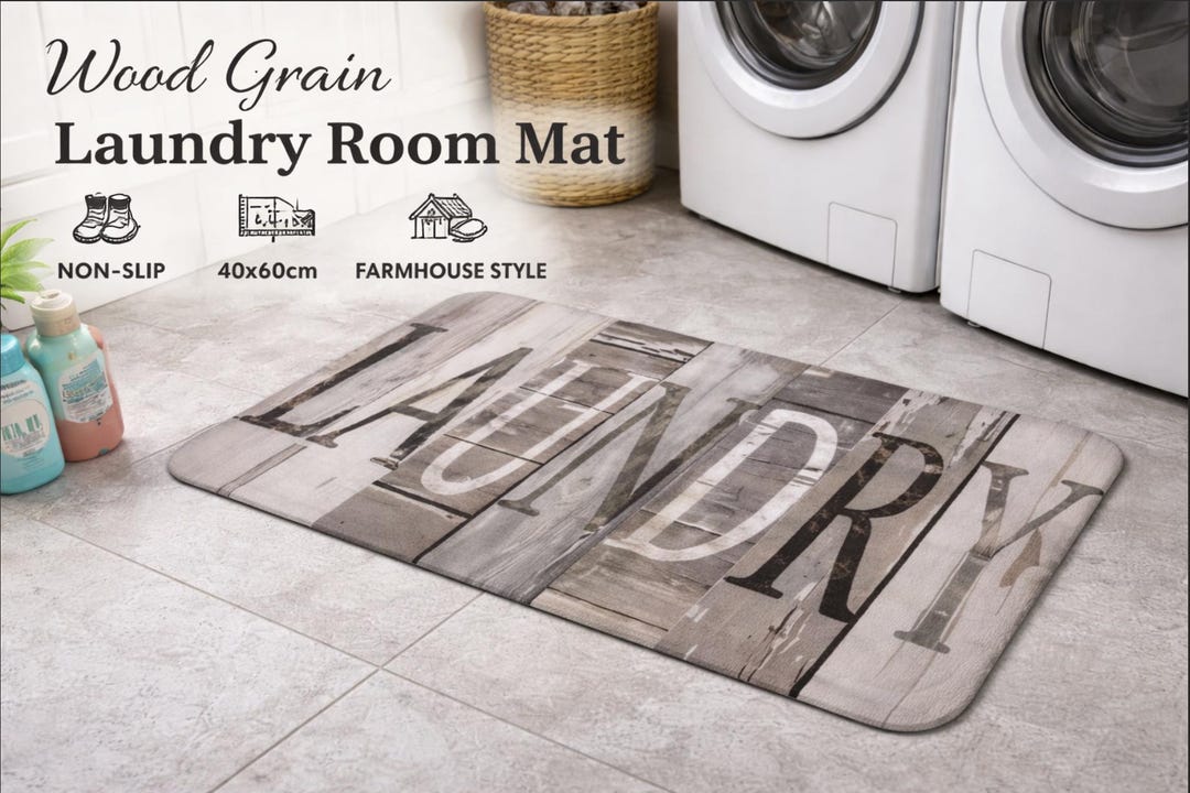 Rustic Laundry Room Rugs Farmhouse Laundry Room Rug – Rustic Wood Print Mat, Non-slip Accent ...