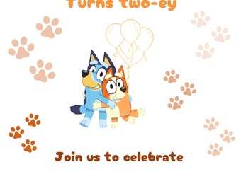 Bluey Birthday Invitation 2nd Birthday Bluey Turns Twoey