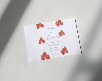 BerrryFirstBirthdayInvitation Strawberry Birthday 1st Birthday