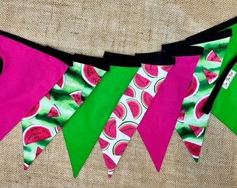 Watermelon Fabric Flag Bunting: Summer Picnic Party Garland