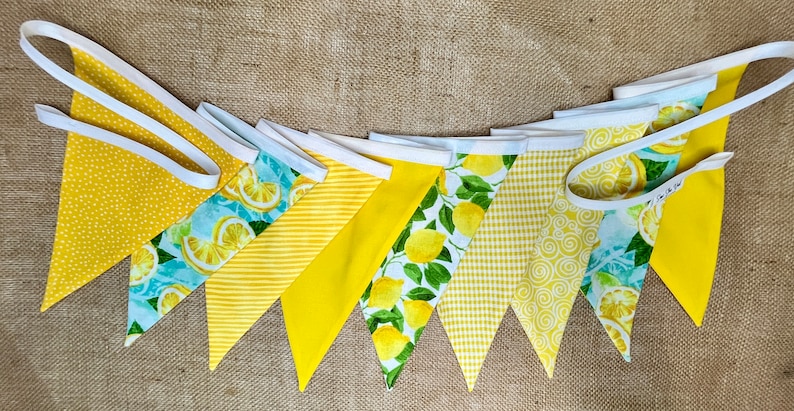 Lemons Fabric Flag Bunting Banner, Summer Picnic Celebration Garland ...