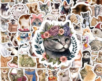 Schattige kattenstickers – waterdichte vinylstickers voor laptop, dagboek