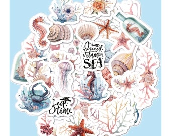 Ocean Themed Stickers – Waterproof Vinyl Stickers for Scrapbooking, Journals & DIY Projects