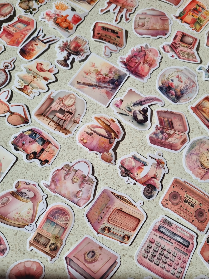 Pink Aesthetic Stickers Pink Lover for DIY Planner Notebook Scrapbook ...