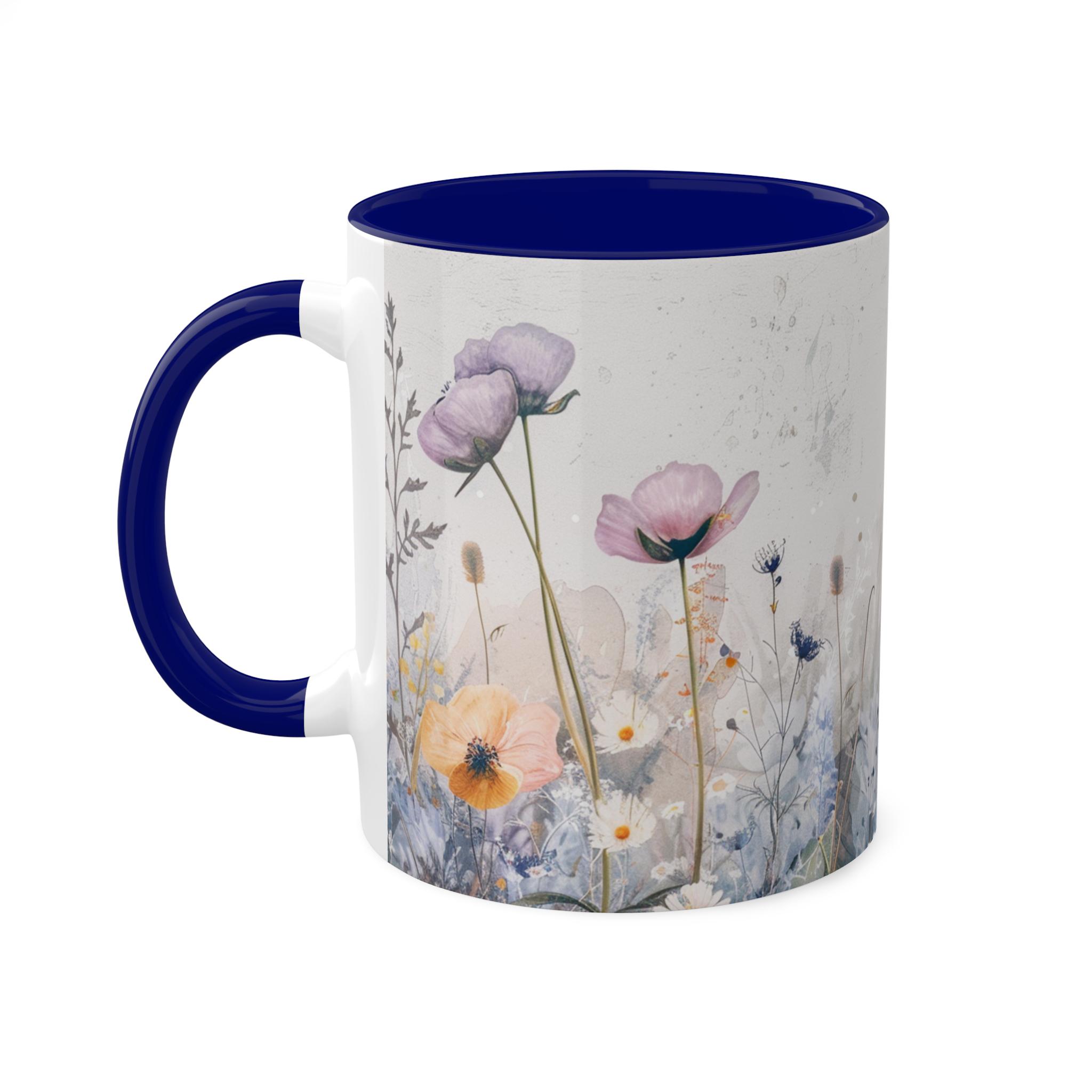 Pastel Wildflower Mug – Custom Color Handle & Interior – Floral Coffee ...