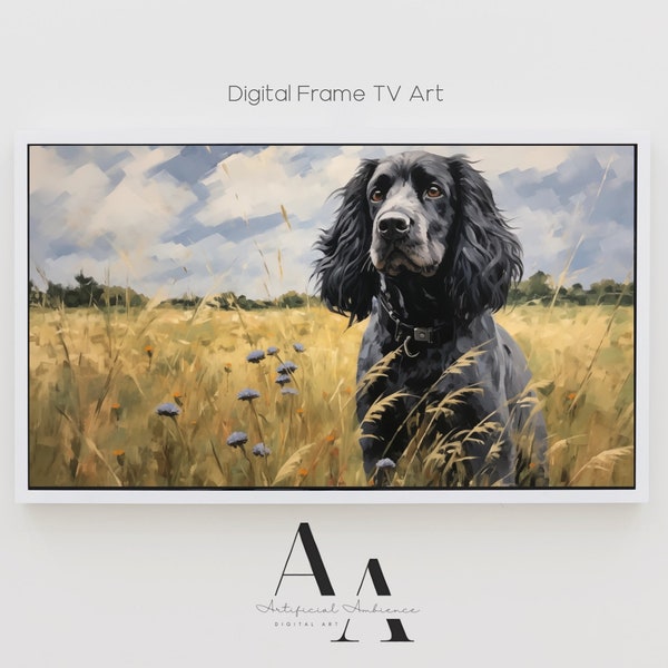 Frame TV Digital Art | Oil Painting of a Blue Roan Cocker Spaniel | Instant Download