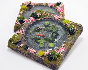 Koi Fish Pond Resin Coaster