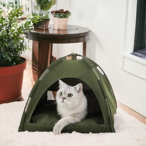 Cute Tent Cat Bed Cozy Cat Teepee, Luxury Cat Tipi Bed, Dog Tent, Cat Cave Bed, Pet Tent Bed, Bed for Cats and Dogs, Gift for Cat Lovers image 2