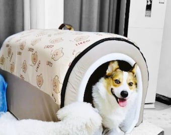 Lit pour niche pour chien | Petit chenil confortable pour chien, chenil d'intérieur pour chien, très grand chenil pour chien, lit confortable pour chien, canapé pour chien, meubles de lit pour chien, cadeau pour chien