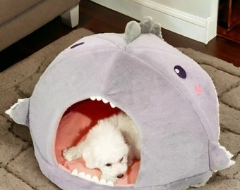 Dinosaur Cat Cave Bed | Cat Nest Bed, Dog Nest Bed, Cute Funny Dog Bed, Round Cat Bed, Kitten Bed, Warm Cat Bed, Dog Basket, Gift for Pets