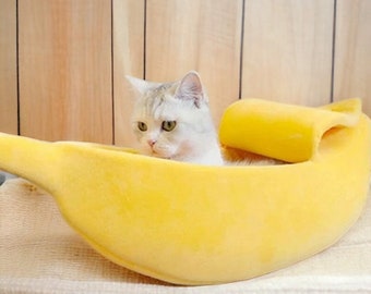 Linda cama para gatos banana / cama cueva para gatos banana, muebles divertidos para gatos, cama banana para gato, cama para mascotas cómoda, cama acogedora para gatitos, cama cálida para gatos, amantes de los gatos