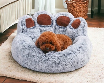 Round Fluffy Dog Bed | Large Dog Bed, Fluffy Dog Pillow, Calming Round Dog Bed, Comfy Dog Bed, Luxury Dog Bed, Snug Pet Bed, Gift for Dog