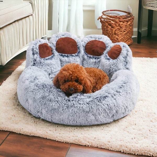 Lit rond moelleux pour chien | Grand lit pour chien, oreiller moelleux pour chien, lit rond apaisant pour chien, lit confortable pour chien, lit de luxe pour chien, lit confortable pour animal de compagnie, cadeau pour chien