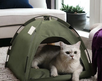 Joli lit pour chat en tente | Tipi pour chat confortable, lit tipi pour chat de luxe, tente pour chien, lit troglodyte pour chat, lit tente pour animal de compagnie, lit pour chats et chiens, cadeau pour les amoureux des chats