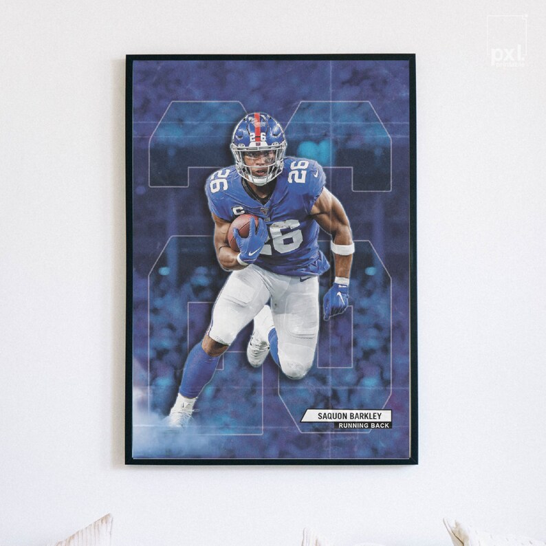 Saquon Barkley Poster, New York Giants Poster, NFL Poster, Football