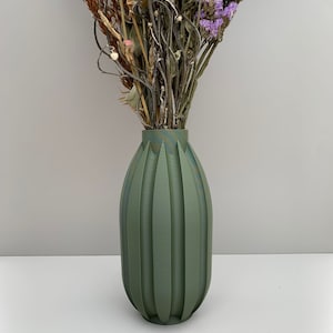 Olivgrüne Vase - Modernes Trockenblumengefäß, Akzentstück für das Haus
