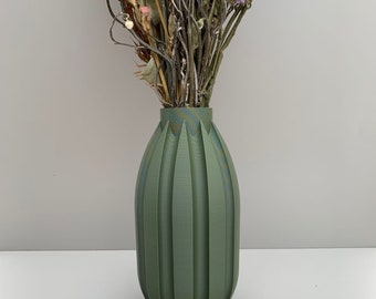 Olive Green Vase - Modern Dried Flower Vessel,  Home Accent Piece