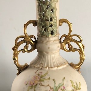 Antike Österreichische Wien Teplitz Amphore Vase Vergoldet um 1900 Keramik