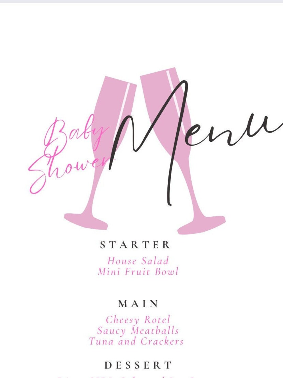 Baby Shower Menu Template - Etsy