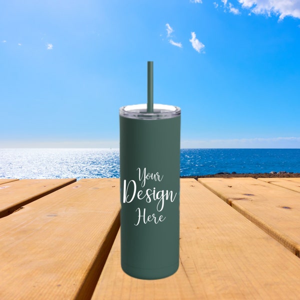 Tumbler Mockup - Coastal Escape in Deep Teal: Get Beachy with this Printify Product Mockup, Coastal Lifestyle!