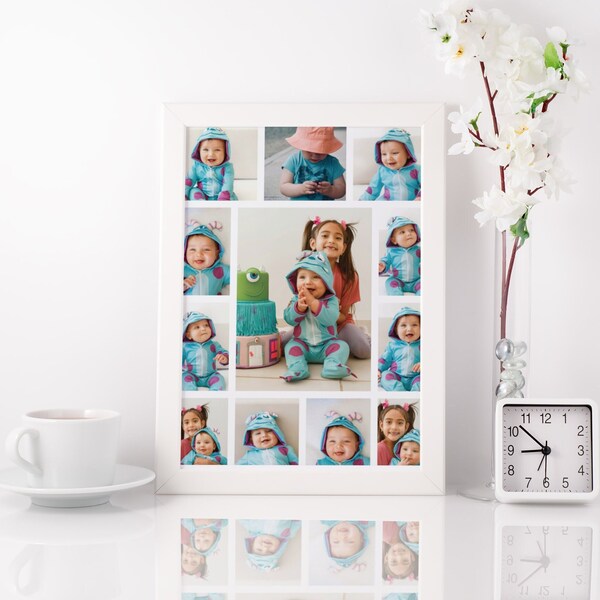 Infant Photo Collage, Baby Wall Portait, Custom Nursery Decor, Boy Nursery Wall Art, Blue Photos for Nursery, Newborn Photo Poster, Custom