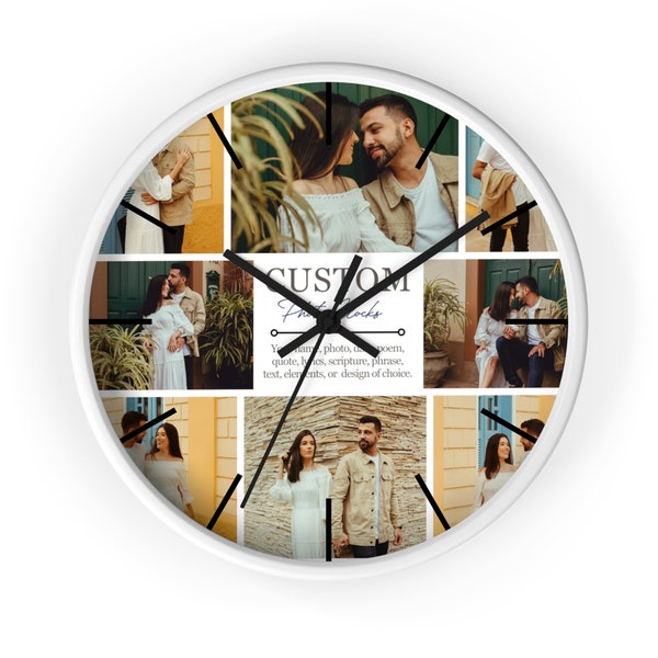 Photo Collage Clock, Design Your Clock, Your Design Here, Clock for Bathroom, Housewarming Clock, Photo Housewarming Gift,Family Photo Clock