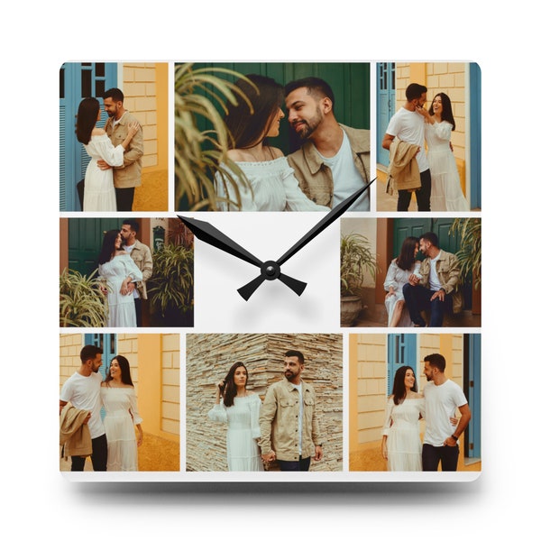 Photo Collage Wall Clock, Photo Collage Wedding Gift, Wedding Gift Custom, Wedding Gift to Wife, New Couples Gift,Clock for Wife,Custom Gift