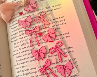 Pink Bows - Clear Acrylic Bookmark - Girly Valentine’s Day