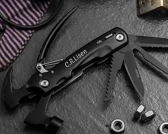 Personalized Custom Engraved Hammer Multitool, 12 in 1 Multi-tool Hammer Camping Accessories, Fathers Day Gift for Dad Boyfriend Husband Men