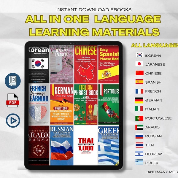 Foreign Language Learning Materials| All-in-one package| eBook bundle| Korean Japanese Chinese Spanish & more! | Digital Instant Download