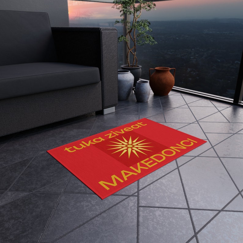 Outdoor Rug, macedonian flag rug, macedonian rug, indoor rug, personalized rug, image 4