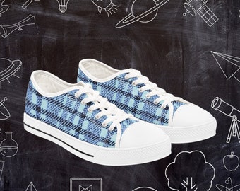 Shoes Womens Low Top Sneakers summer shoes plaid design in blue shoe for women sneaker for back to school gift for teenager shoe trendy shoe