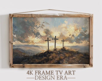 Samsung Frame TV Art Easter, Christian Cross, He is Risen, Religious tv Art, Instant Download, TV wallpaper, Digital Art, Digital Download