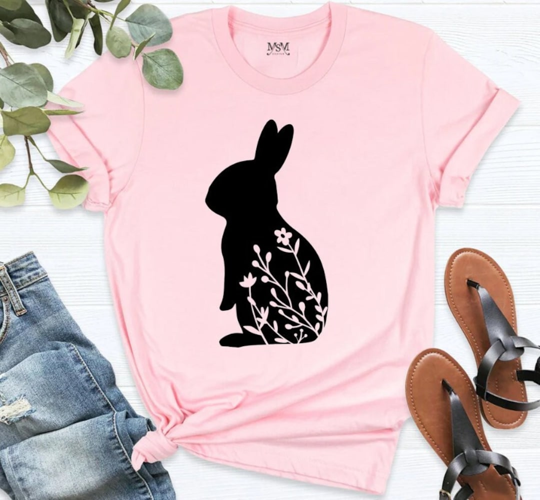 Floral Rabbit Shirt, Bunny Shirt, Easter Shirt, Nature Lover, Rabbit ...