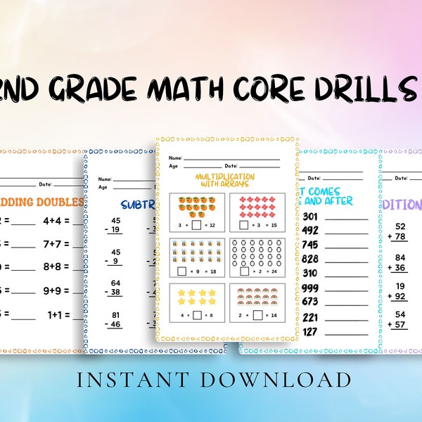 2nd Grade Printable Subtraction , Addition ,Missing Dots ,Counting ,Trace And Write Number Words Worksheets, Count and Match