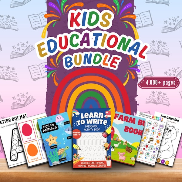 Kids Educational Bundle | Activity book and Busy Books for your Child | Learn, Play and Grow | 4,000+ pages | with MRR | Easy to Download |