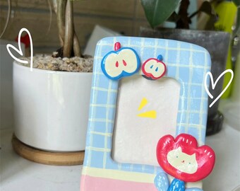 Customized clay desktop ornaments, creative handmade clay photo frame ornaments, xuan clay photo frame ornaments