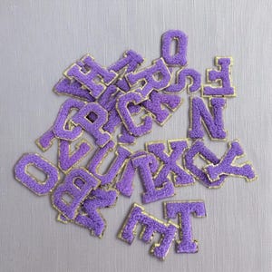 Parche de chenilla con letras bordadas de la A a la Z con purpurina, parches de chenilla para planchar en ropa, parche autoadhesivo con letras universitarias.