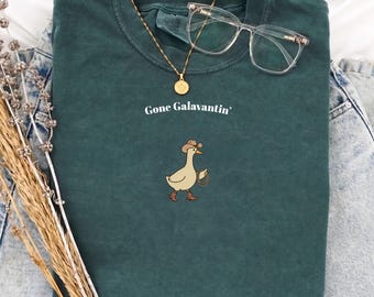 Gone Galavantin’ Cowboy Goose Comfort Colors Garment Dyed Cotton T-Shirt | Soft Relaxed Fit Tee