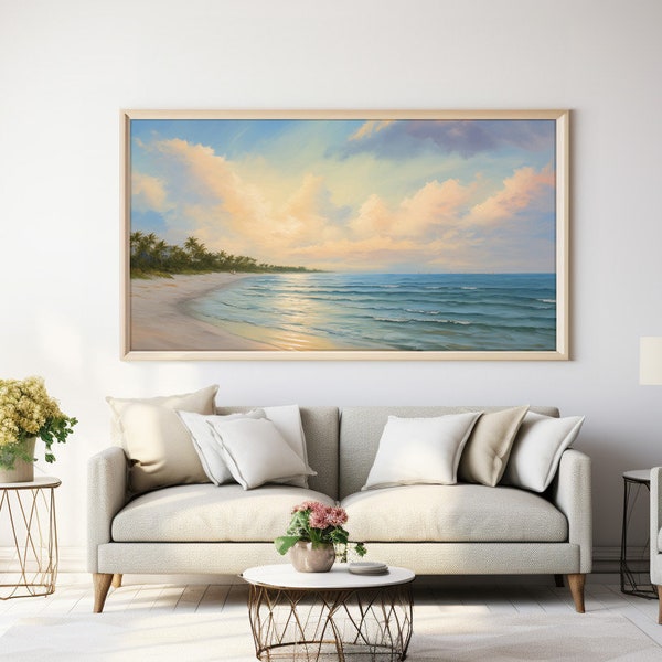 Coastal Bliss | Impressionist Landscape Painting | Beach Print | Sand Print | Ocean Print | Sky Print | Wall Art | Digital Download