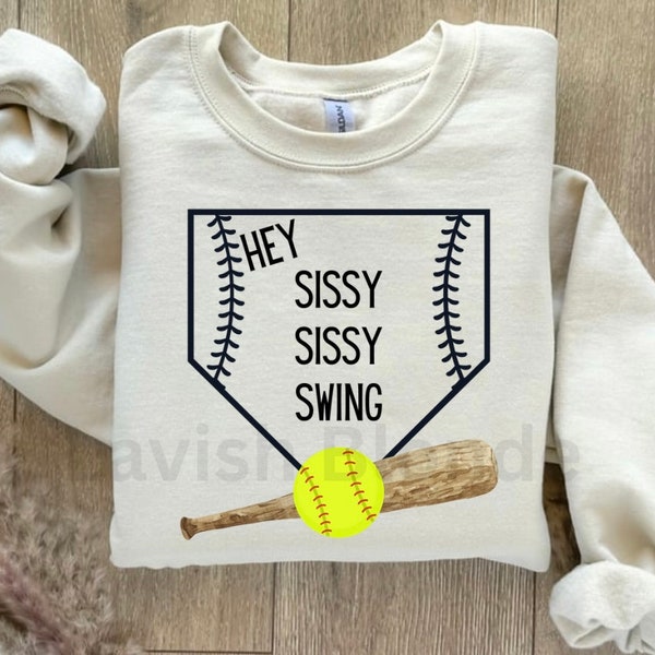 Hey Sissy Swing PNG Softball Digital Download PNG Softball Sister Softball Bow Hey Sissy Sissy Swing Softball PNG Svg