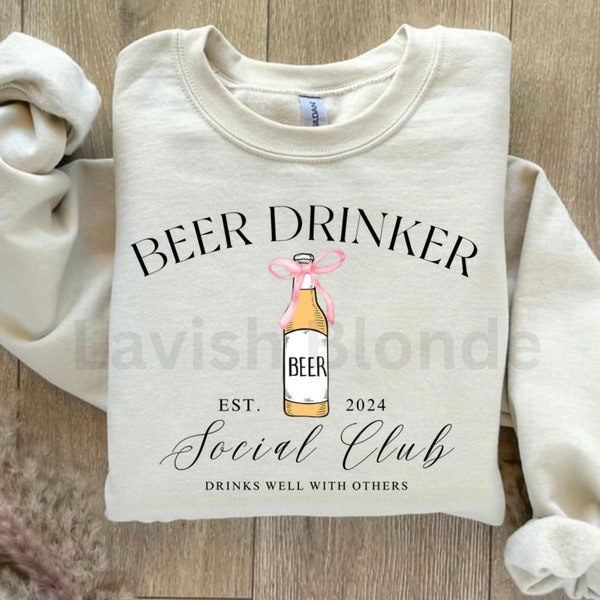 Beer drinker social club png beer drink png beer png svg beer shirt beer sweatshirt beer coquette png girly beer pink bow