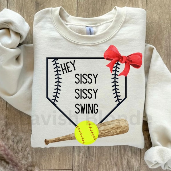 Hey Sissy Swing PNG Softball Digital Download PNG Softball Sister Softball Bow Hey Sissy Sissy Swing Softball PNG Svg