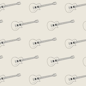 Naadloos gitaarpatroon - digitale papierdownload - commercieel gebruik - crème en zwart