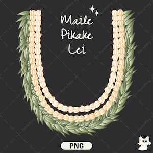 Maile And Double Pikake Lei Png, Flower Lei Png, Curve Pattern Digital Download, PNG File