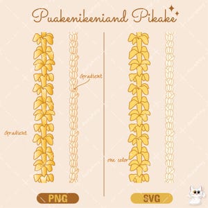 Puakenikeni Lei & Pikake Lei, Vertical Tropical Flower, Cut File Digital Download, SVG PNG File