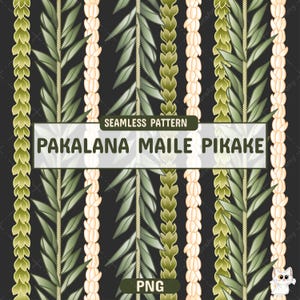 Vertical Pakalana Maile Pikake Lei Png, Tropical Flower Png, Lei Pattern Digital Download, Seamless Pattern, PNG File