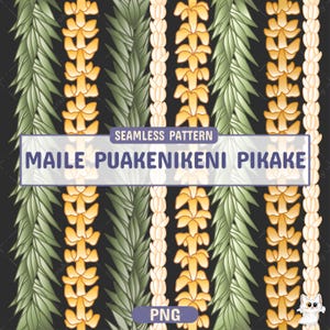 Vertical Maile Puakenikeni Pikake Lei Png, Tropical Flower Png, Lei Pattern Digital Download, Seamless Pattern, PNG File